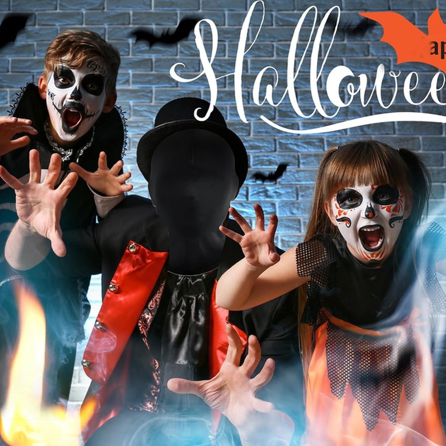 3 PCS cosplay costume, full face mask Halloween Faceless Mask gloves set full finger spandex cosplay gloves halloween cloak