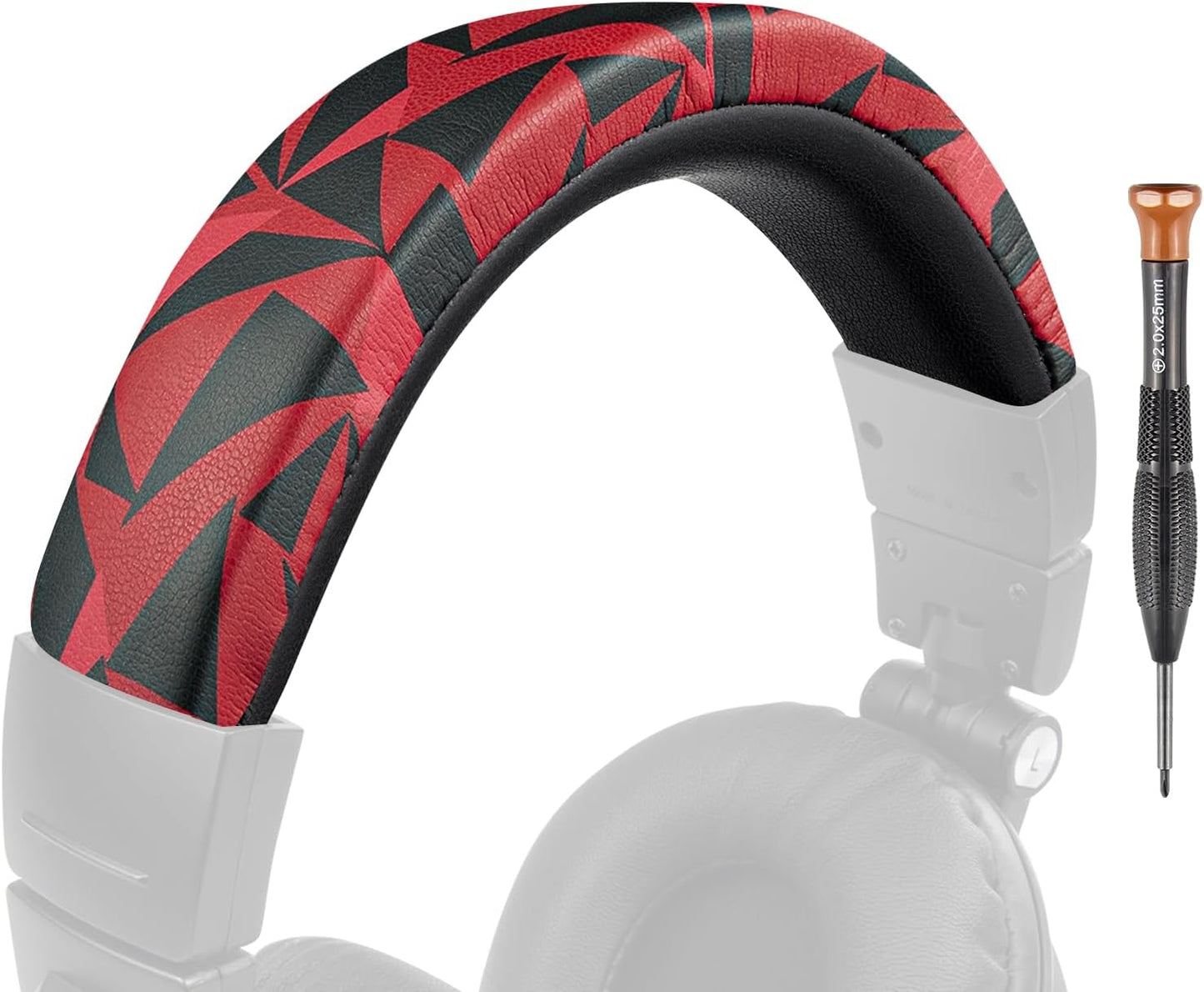 SOULWIT Protein Leather Headband Cover for Audio Technica ATH M50, M50X, M50XWH, M50XBT, M50XBT2, M50S/LE, M50xSTS Headphones, Replacement Headstrap Pad Repair Part (Black)