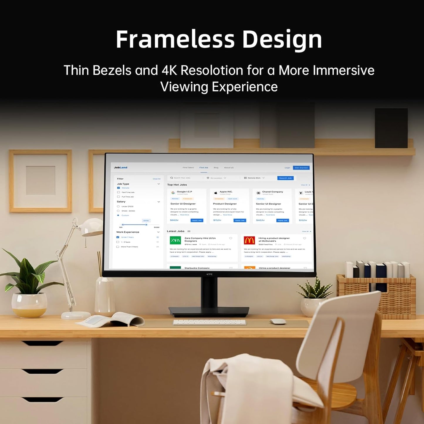 KTC 32 Inch 2K Computer Monitor, IPS 1440p Monitor with Ultra-Thin Bezels, HDR10, Freesync/G-sync, HDMI/DP Ports, Tilt Adjustable, Eyecare, Ideal for Business, Office, and Casual Gaming