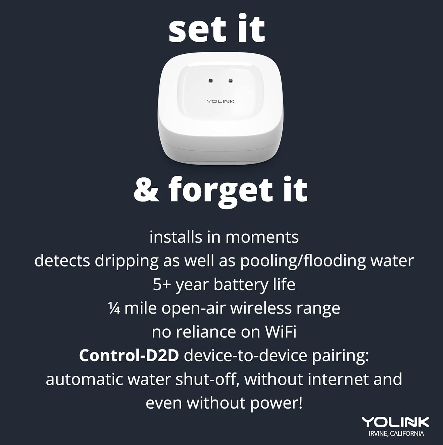 YoLink Smart Home Starter Kit: Water Sensor 4-Pack & Hub Kit - Sensor Compatible with Alexa and IFTTT, 1/4 Mile Range, Instant Remote App, Text(Limited) and Email Alert