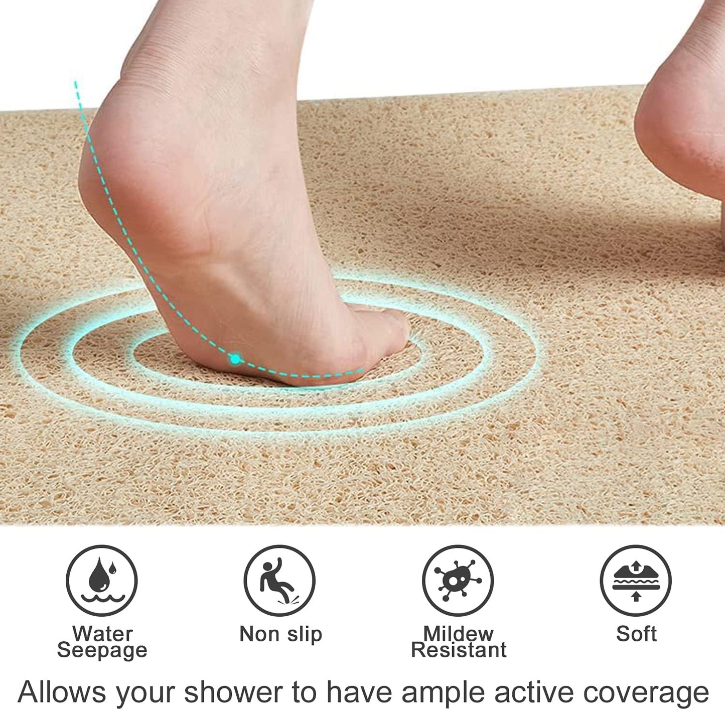 Loofah Mats for Shower, Non Slip | Quick Drying | Soft on Your Feet | Soft Textured Shower Mat Bath Mat Bathtub Mat Massage Mat Loofah Mat for Bathroom,Shower Tub or Wet Areas