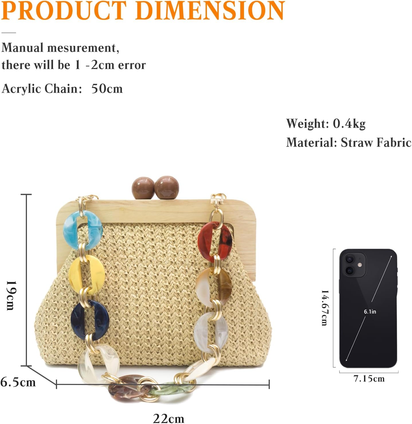 CORIOS Women Evening Bag Pleated Clutch Bag Wooden Beads Handbag Bridal Wedding Purse Elegant PU Leather Shoulder Bag