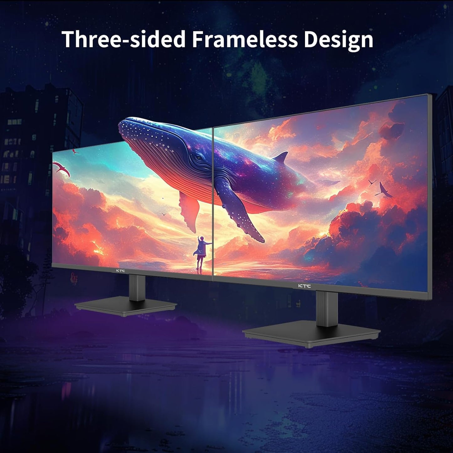 KTC 32 Inch 2K Computer Monitor, IPS 1440p Monitor with Ultra-Thin Bezels, HDR10, Freesync/G-sync, HDMI/DP Ports, Tilt Adjustable, Eyecare, Ideal for Business, Office, and Casual Gaming