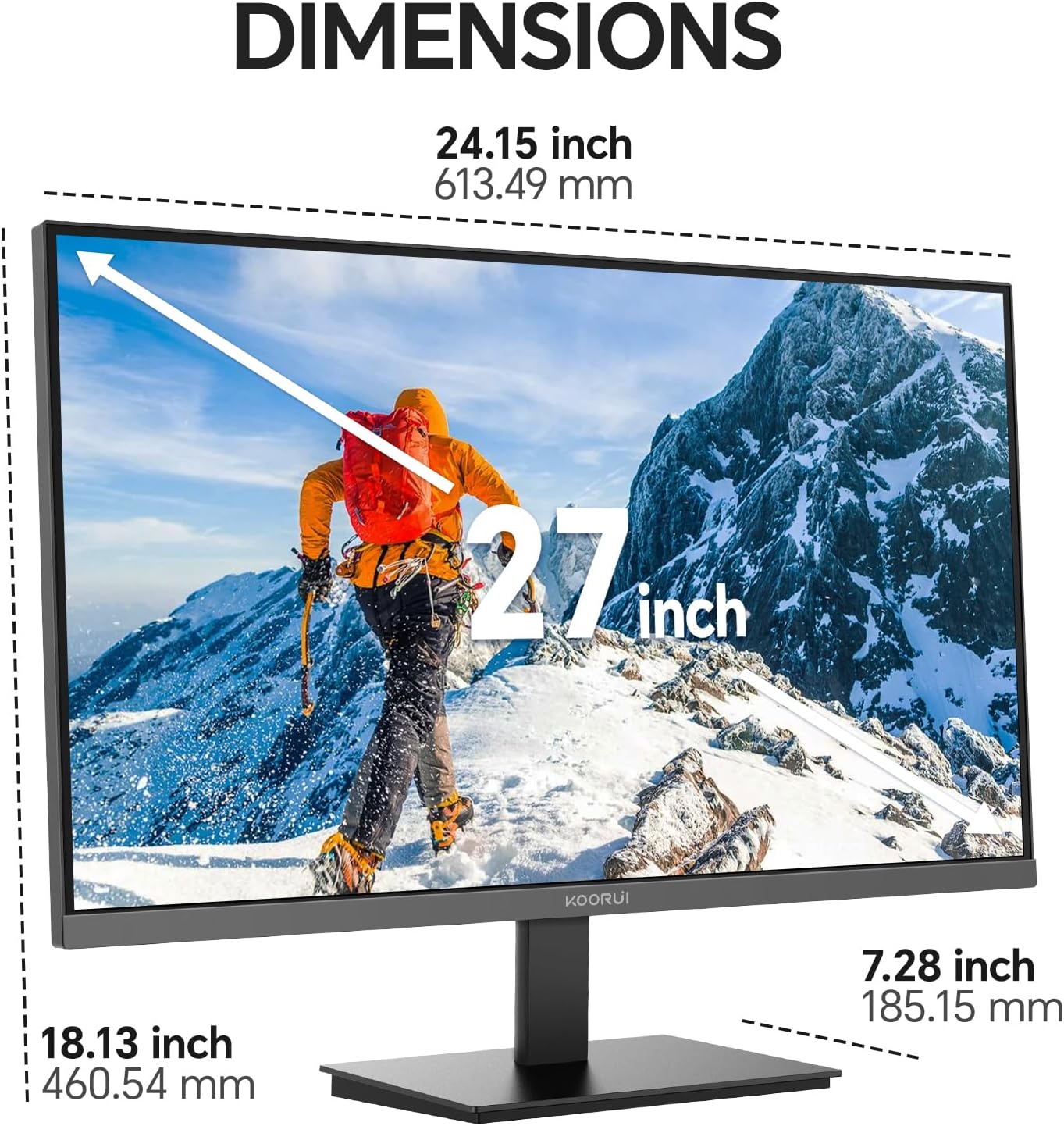 KOORUI 32 inch Curved Gaming Monitor - QHD (2560 x 1440) 2K Display, 170Hz 144Hz Monitors, 1500R Curvature, 1ms, HDR10, Adaptive Sync, Tilt Adjustable, DisplayPort HDMI, Black - 32E6QC