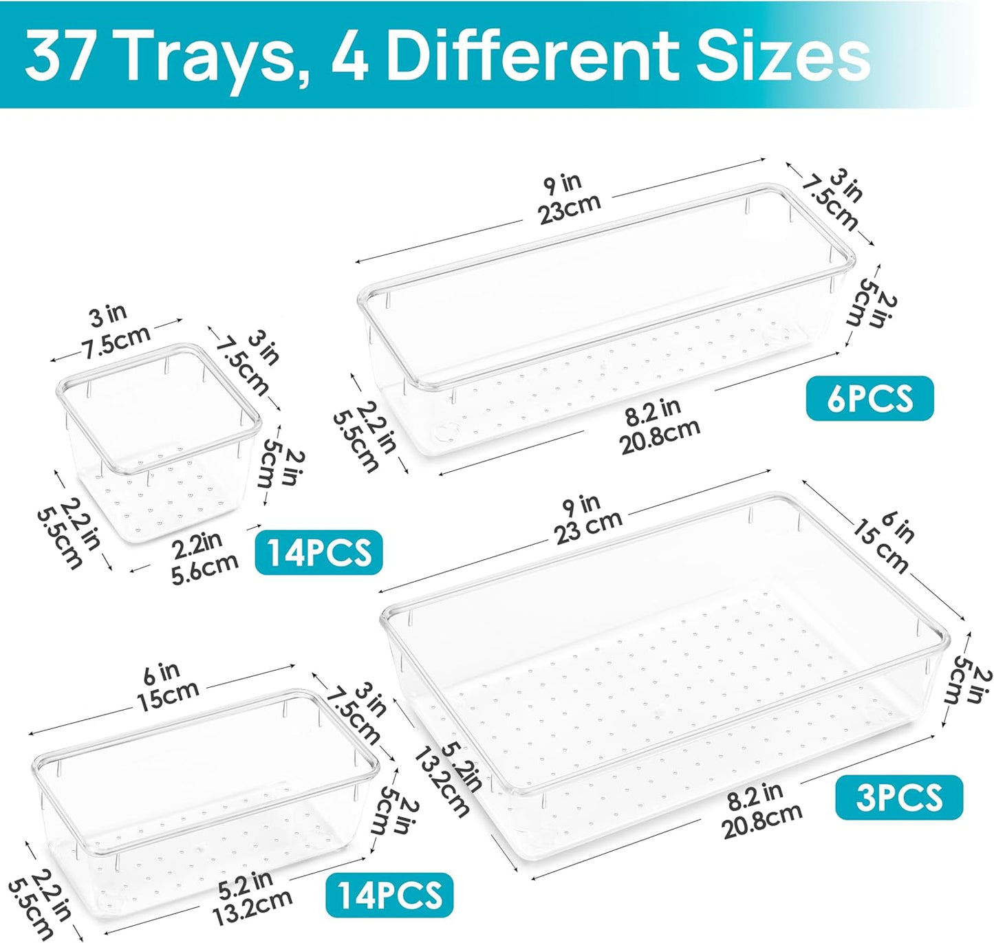 Purilite Select Clear Drawer Organizer Set