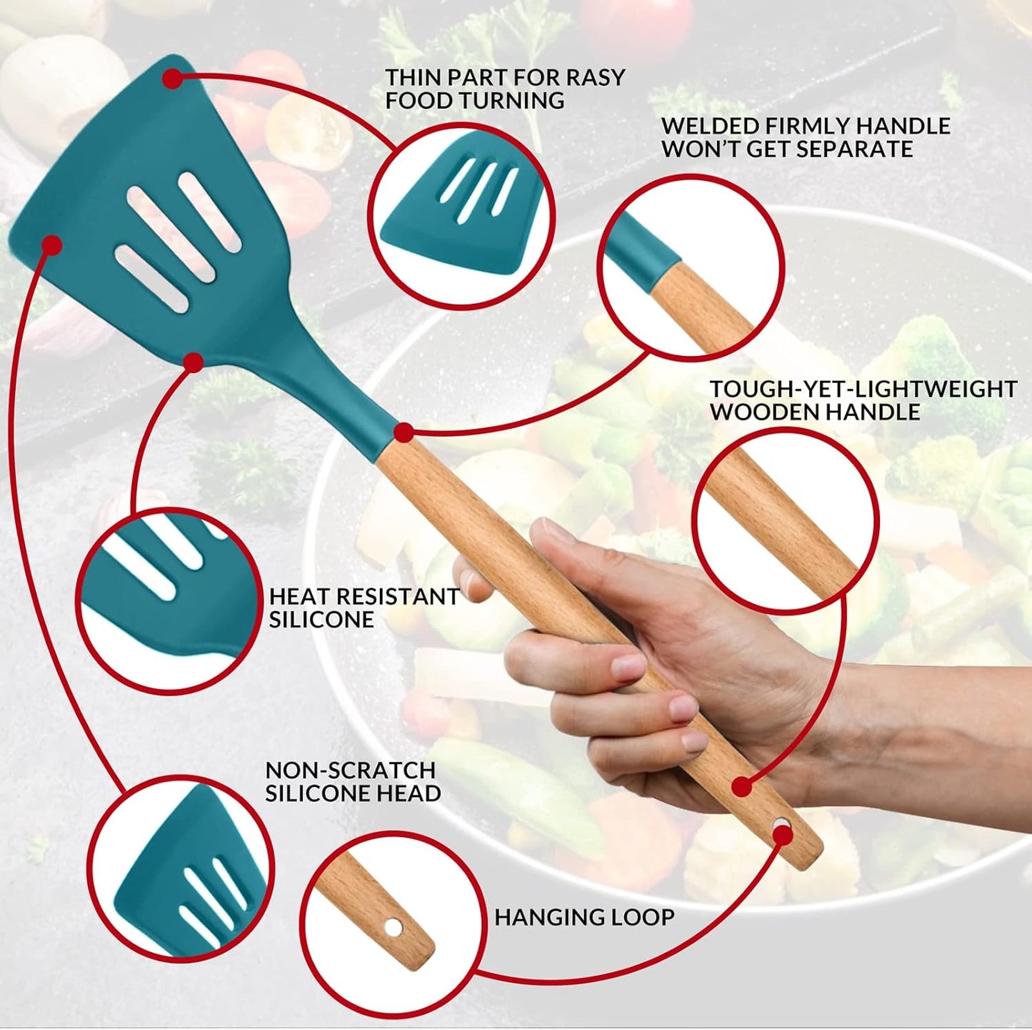 Purilite Select 6-Piece Silicone Cooking Utensil Set