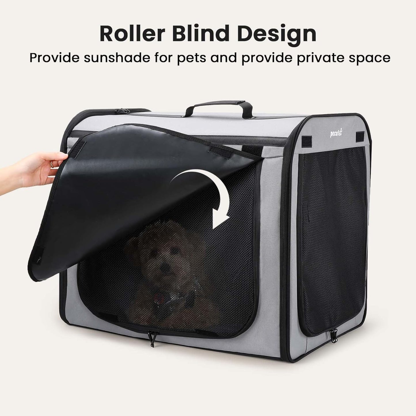 Pecute Collapsible Dog Crate for Pets<15kg, Pet Carrier Stable and Light Weight, Soft Dog Crate with Breathable Windows, Portable Dog Carrier with Curtain 61×45×52 cm (Green)