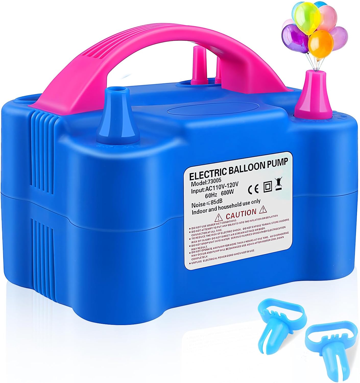 Electric Balloon Pump,Balloon Inflator, Dual Nozzle Electric Air Pump,Balloon Pump Balloons Blower 110V 600W for Party Decoration with Gifts:2 Balloon Tying Tools (Rose red)