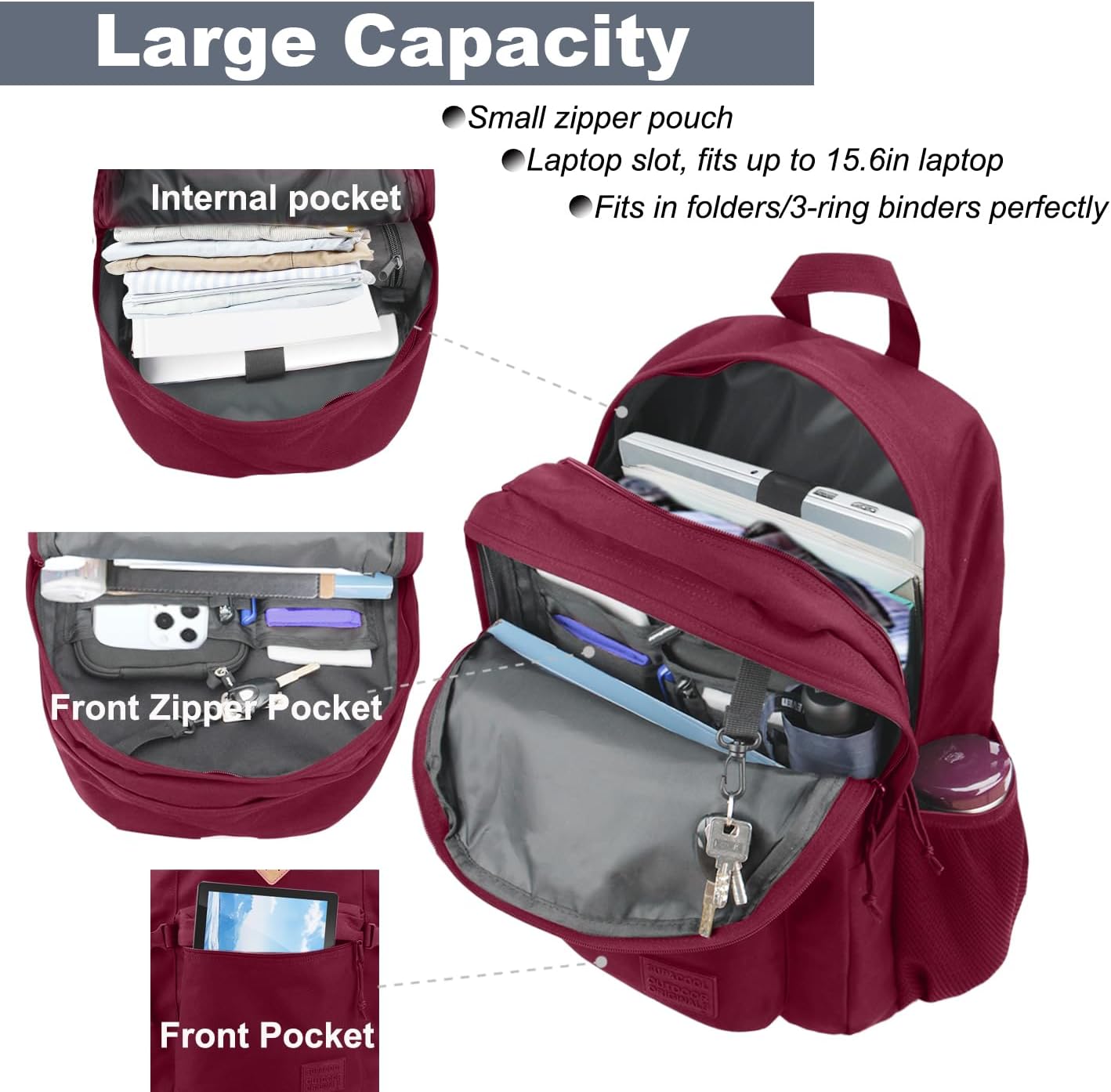 SUPACOOL Lightweight Casual Backpack for Men and Women, Large Backpack for School Boys and Girls