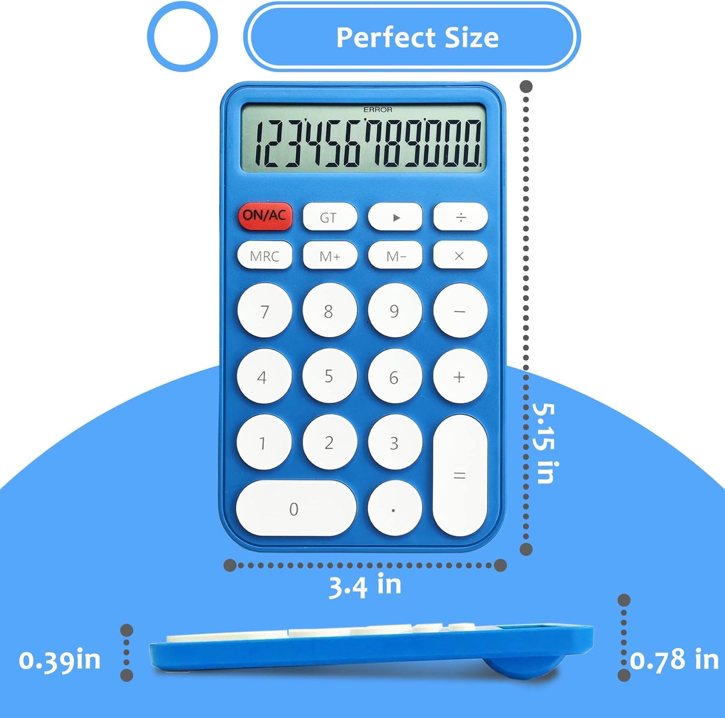 VEWINGL Mechanical Switch Calculator, 12 Digit Large LCD Display and Buttons, Great for Everyday Life and Basic Office Work, with Battery