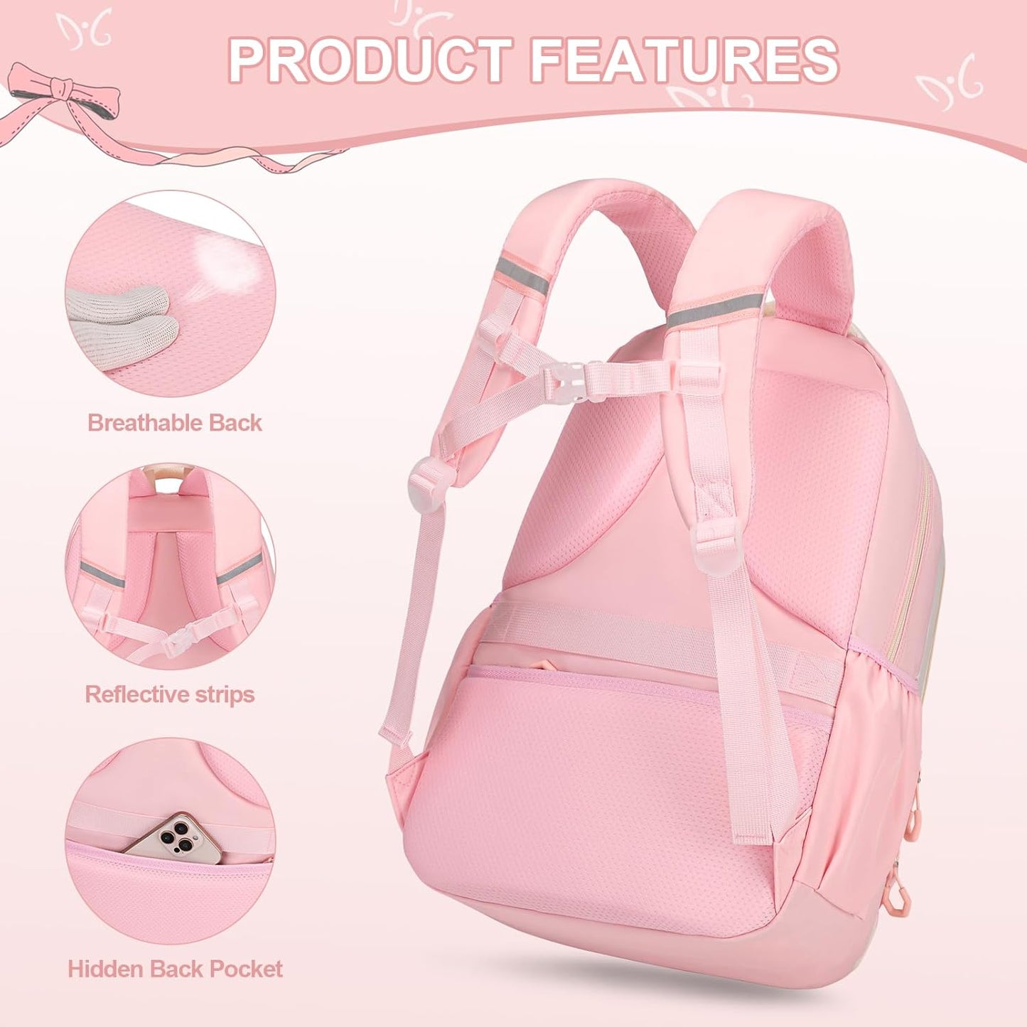 DIGOBAY Backpack for Girls, 3PCS Girls Backpack with Lunch Bag Pencil Case, Kids Backpack for Kindergarten Elementary School