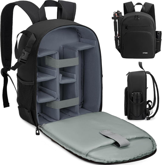 IPEB Camera Backpack Bag with Tripod Holder Water Resistant Camera Cases Photography Backpack Anti-Theft for DSLR Camera