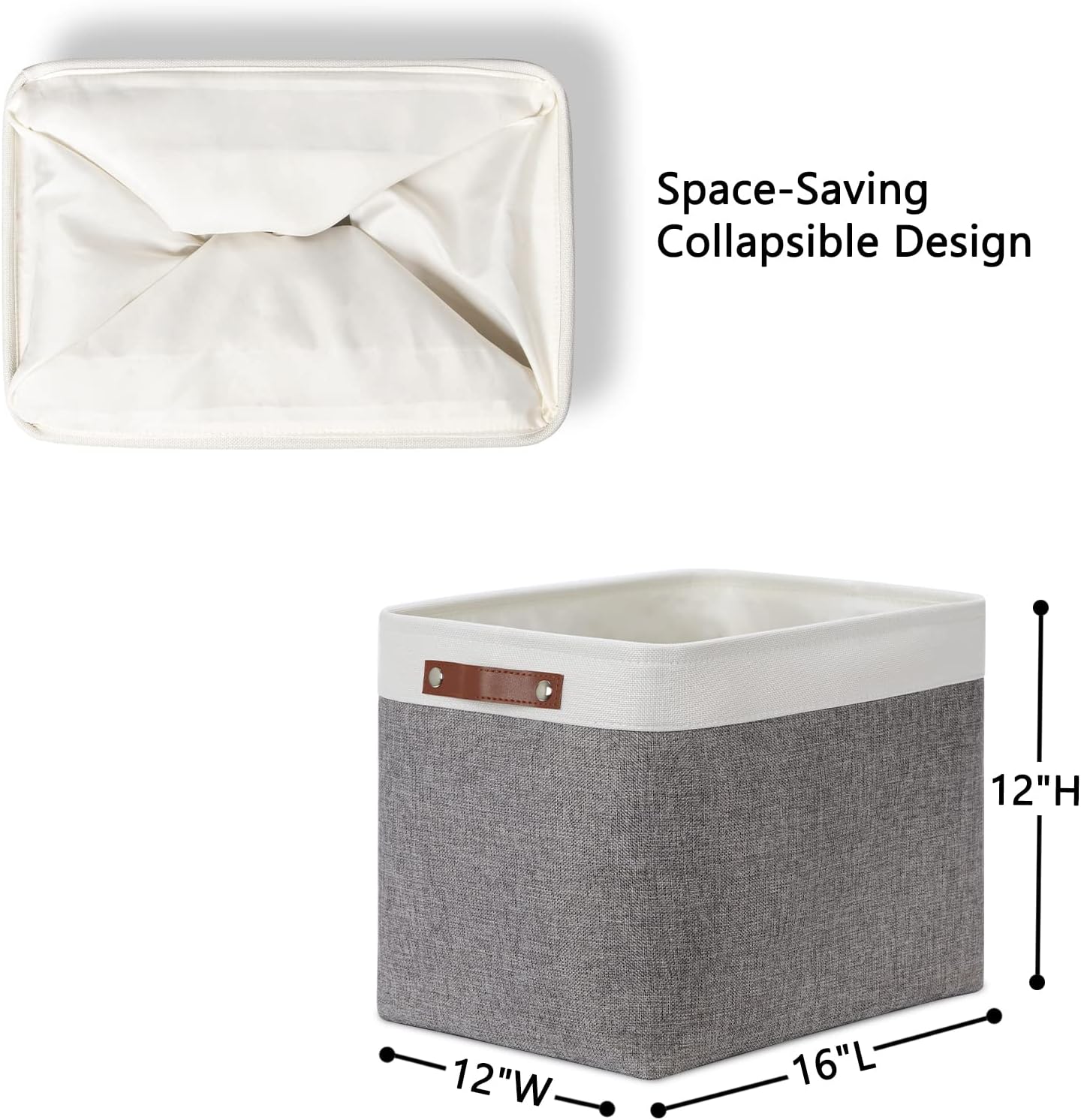 DULLEMELO Storage Baskets for Shelves, Fabric Collapsible Rectangular Storage Bins for Shelves, Closets, Nursery, Home, Office, Empty Gift Baskets (White&Teal)