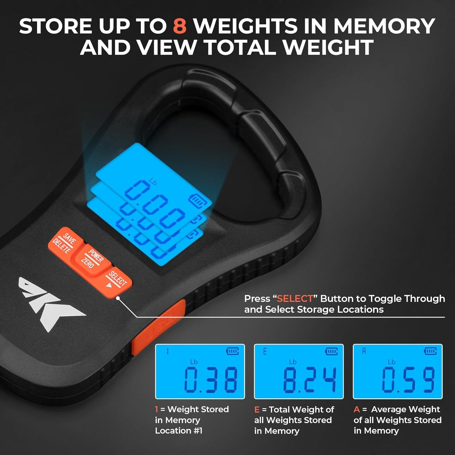 KastKing Fish Scale with Lip Gripper, ToughTide USB Charging Fishing Scale Built-in Measuring Tape, 65lb Capacity, Ultra-Thin Digital Fish Scale, LCD Display, Ergonomic Handle, Black Combo