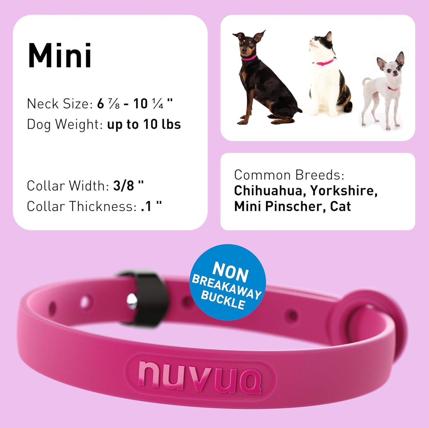 Waterproof Dog Collar - Durable, Comfortable and Adjustable Silicone Dog Collar with Wear Resistant Buckle and ID Tag Ring for Small Dogs by Nuvuq (Black, Small)