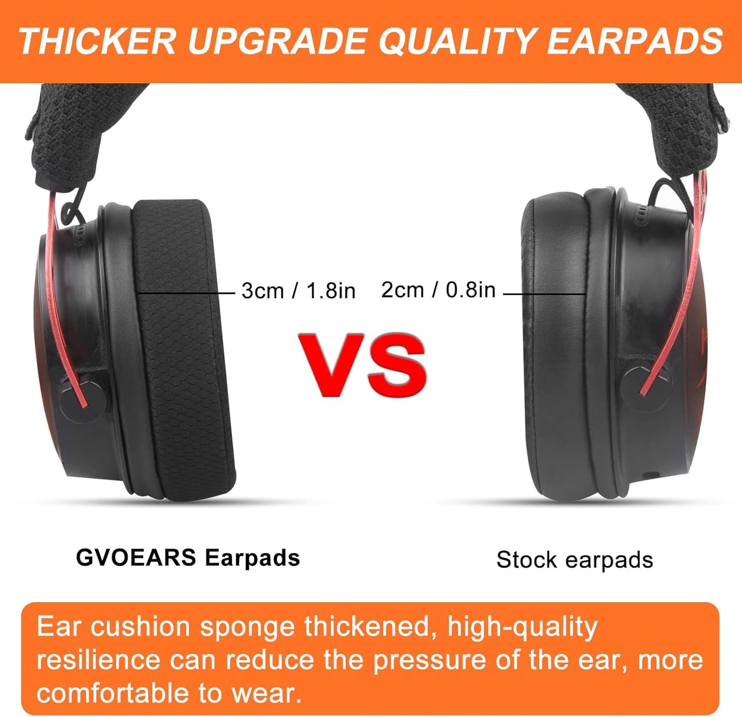 Upgraded Replacement Earpads Cushions for HyperX Cloud/Alpha, for Turtle Beach Stealth 400/600, for Audio Technica M50X/M40X&More, Ear Pads with Breathable Mesh Fabric/Added Thickness