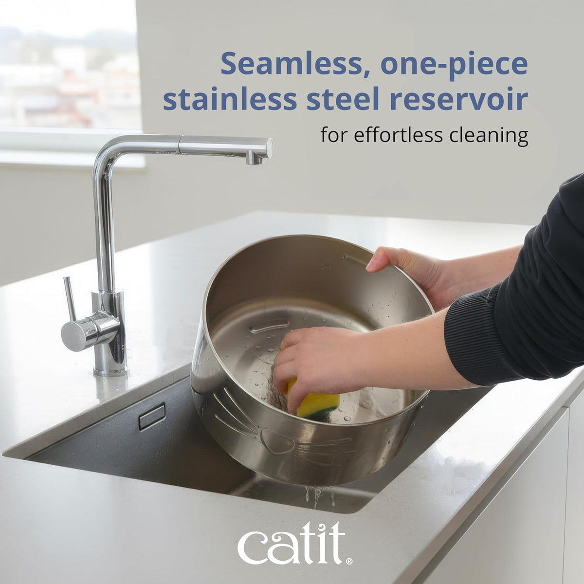 Catit PIXI Stainless Steel UVC Fountain, 5L (169oz)