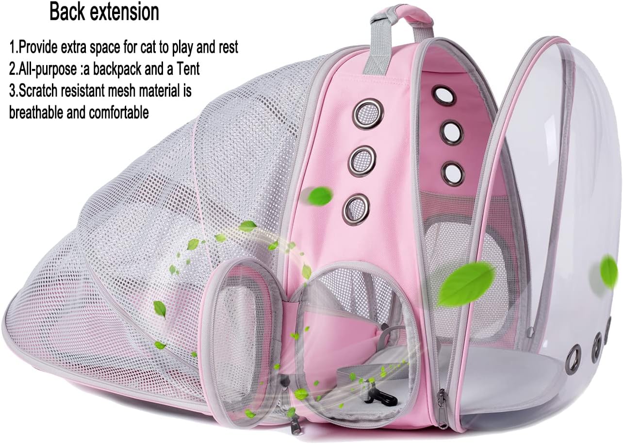 WEVONIGU Front Expandable Cat Backpack Carrier,Fit up to 16 lbs,Pet Carrier Backpack,Space Capsule Astronaut Bubble Window Bag,Cats and Puppies,Airline-Approved,Designed for Travel,Hiking,Walking