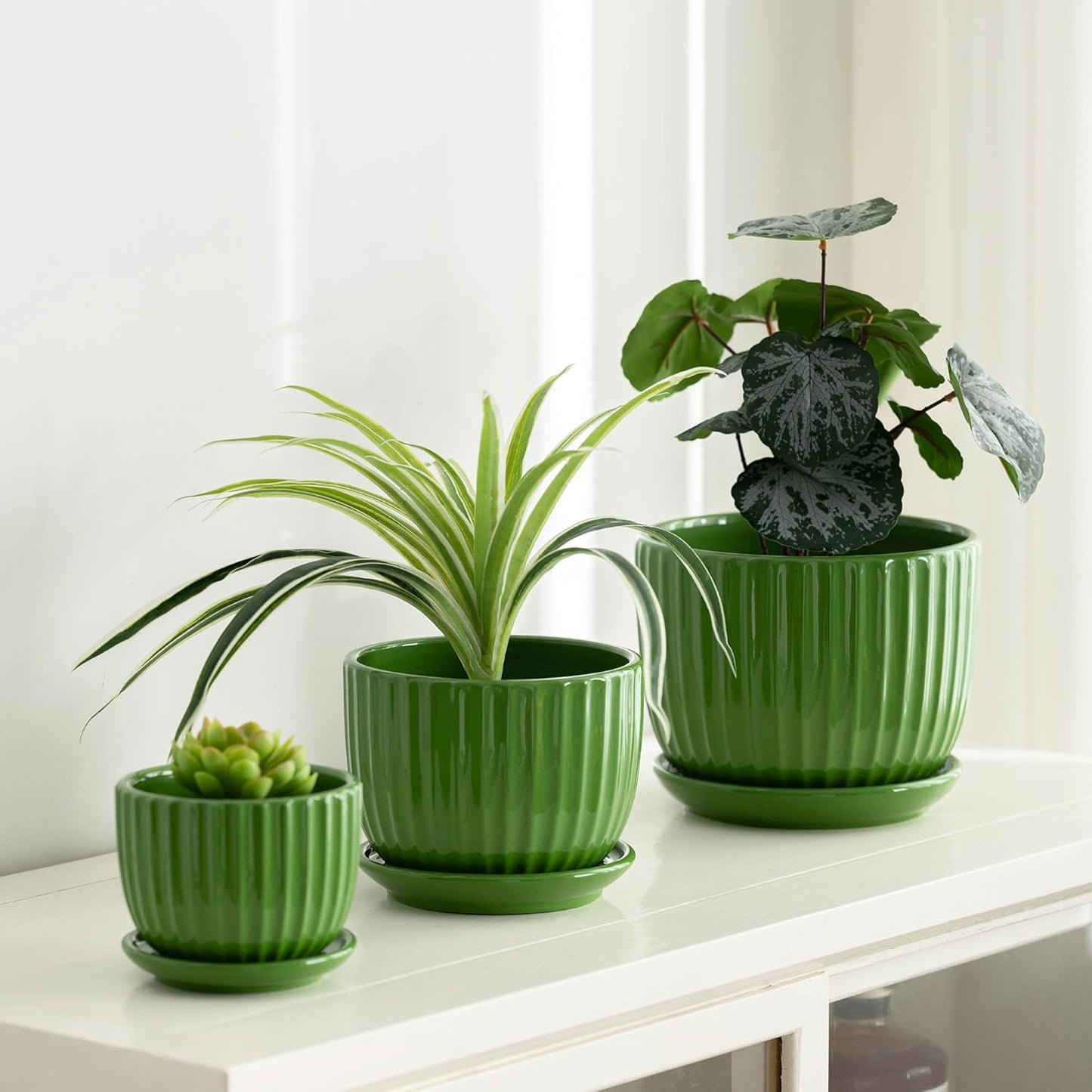 Purilite Select 3-Piece Ceramic Indoor Planter Set
