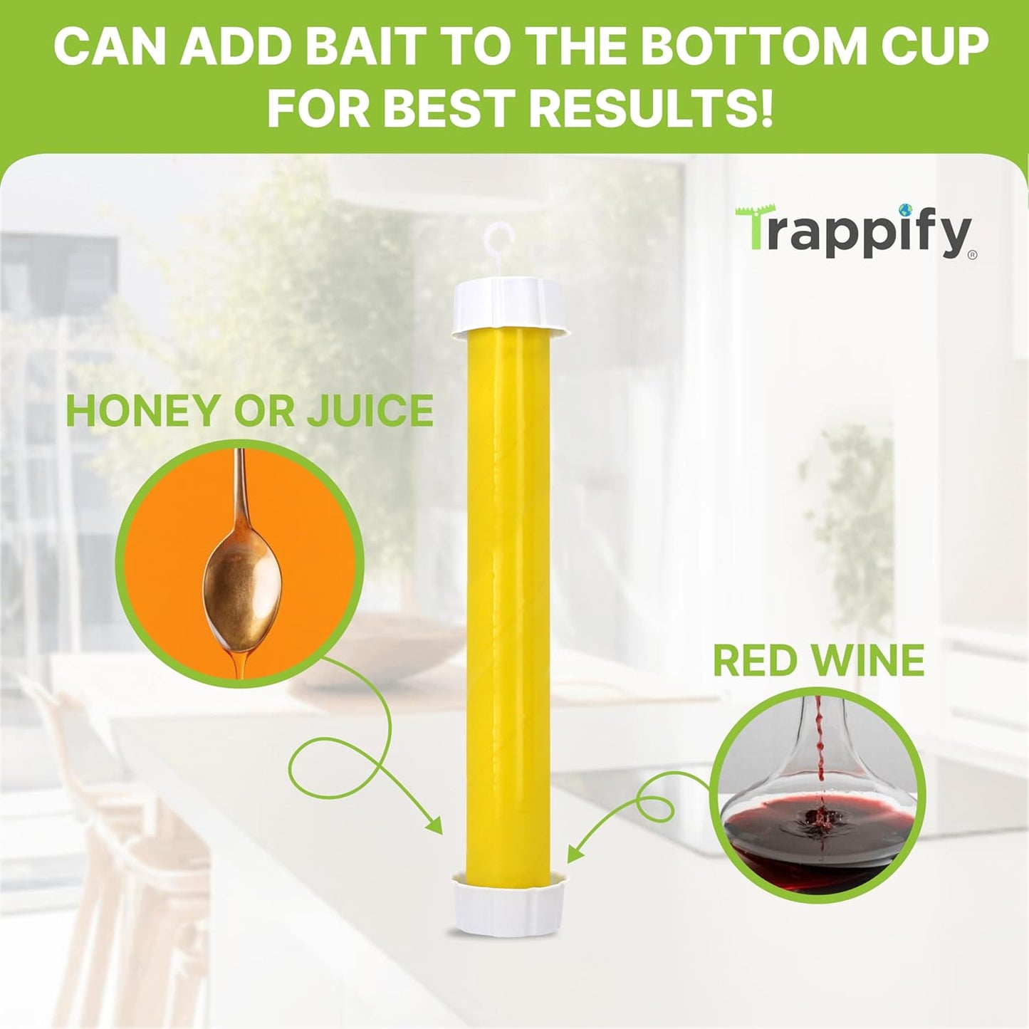 Trappify Hanging Fly Traps Outdoor: Fruit Fly Traps for Indoors | Fly Catcher, Gnat, Mosquito, & Flying Insect Catchers for Inside Home - Disposable Sticky Fly Trap for Indoor House Pest Control (2)