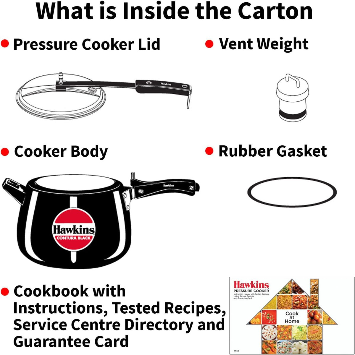 Hawkins CB65 Hard Anodised Pressure Cooker, 6.5-Liter, Contura Black