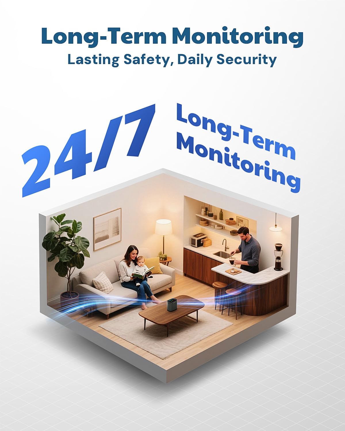AEGTEST HOUND-3786 Radon Detector for Home, 10-Min Update, 3.5" Large Display, Rechargeable, Long-Term Radon Monitoring with Data Charts, Audible & Visual Alarm, PDF Export, pCi/L & Bq/m³ -Black
