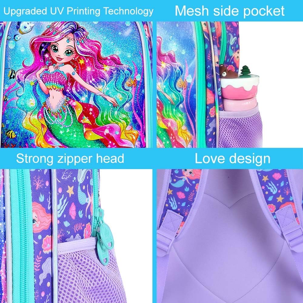 3pcs Backpack for Boys and Girls, 16” Kids Kindergarten Bookbag with Lunch Box, Cute Elementary Backpacks for Boy Girl
