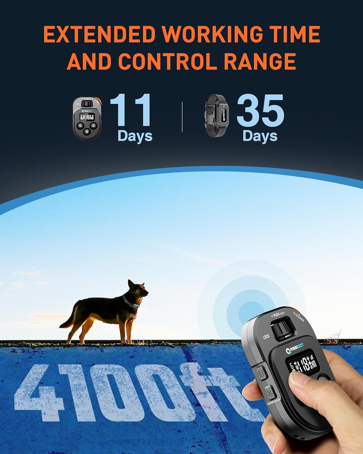 ABBIDOT Shock Collar 2 Dogs - 4500ft Dog Training Collar, 178 Levels, E-cliker, Waterproof Remote & Collar, Night Light E Collar for Small Medium Large Dogs (Black, 2 Collars)
