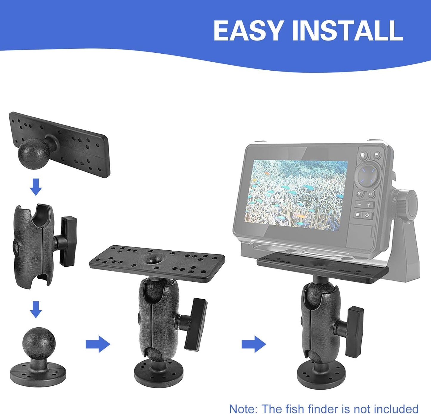 XINZY Portable Kayak Fishfinders Holder Fish Finder Ball Mount Base 360° Swivel Fish Finder Mount Fish Finder Kayak Accessory