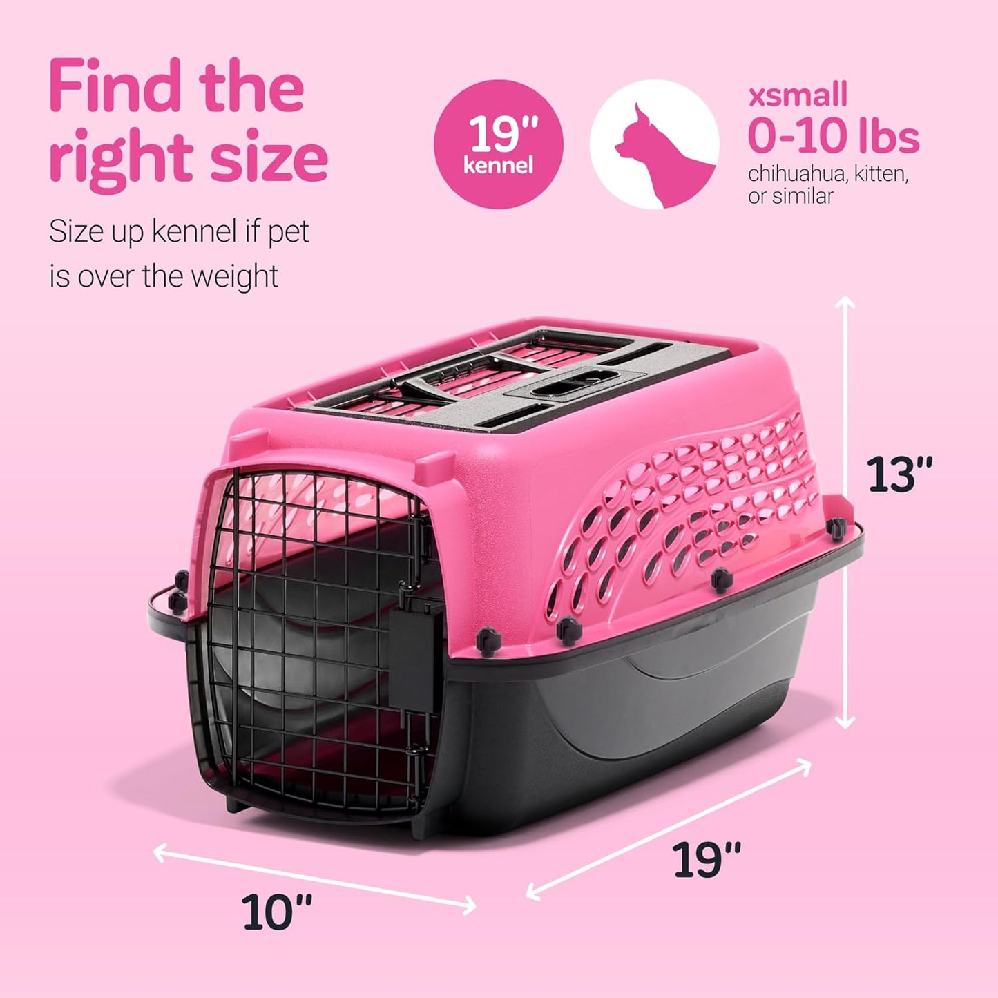 Petmate Two-Door Small Dog Kennel & Cat Kennel (Top Loading or Front Loading Pet Carrier, Great for Small Animals, Made with Recycled Materials, 24 inches in Length) For Pets up to 15 Pounds