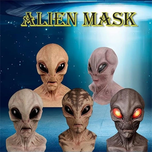 Realistic Alien Mask - Latex, Full Head, Prank Costume for Halloween Adult Cosplay Party Props Scary Novelty Decoration - PuriLite