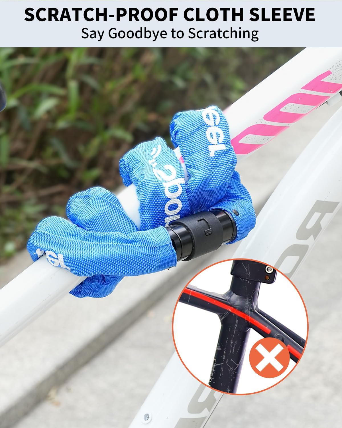 Sportneer Bike Lock Anti-Theft Bicycle Chain Lock Heavy Duty 0.32inch/8mm Thicker Motocycle Lock High Security with 2 Keys for Bike, Scooter, Moto, Door, Gate Fence