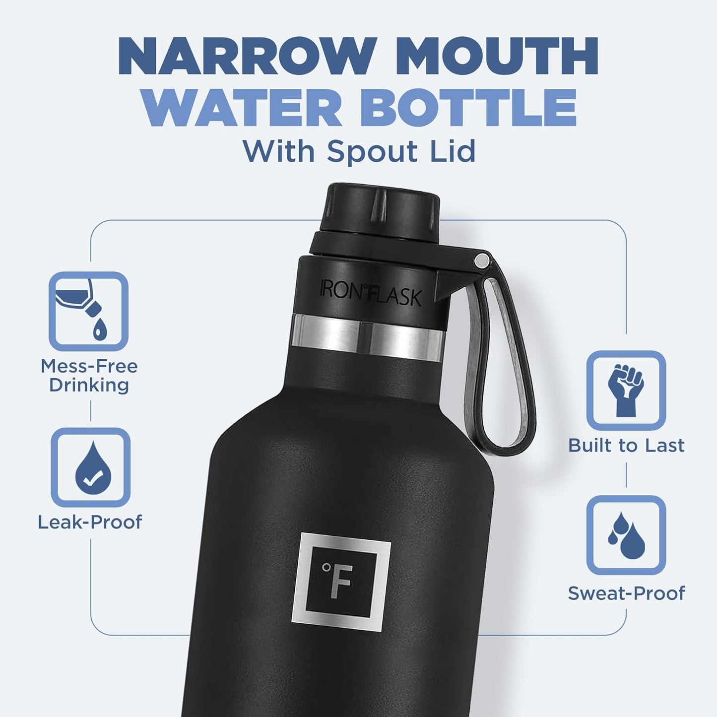 Camping & Hiking Hydration Canteens - 24oz 3 Lids (Narrow Straw/Spout Lid) Leak Proof Vacuum Insulated Stainless Steel - Hot & Cold Double Walled Sports Water Bottle