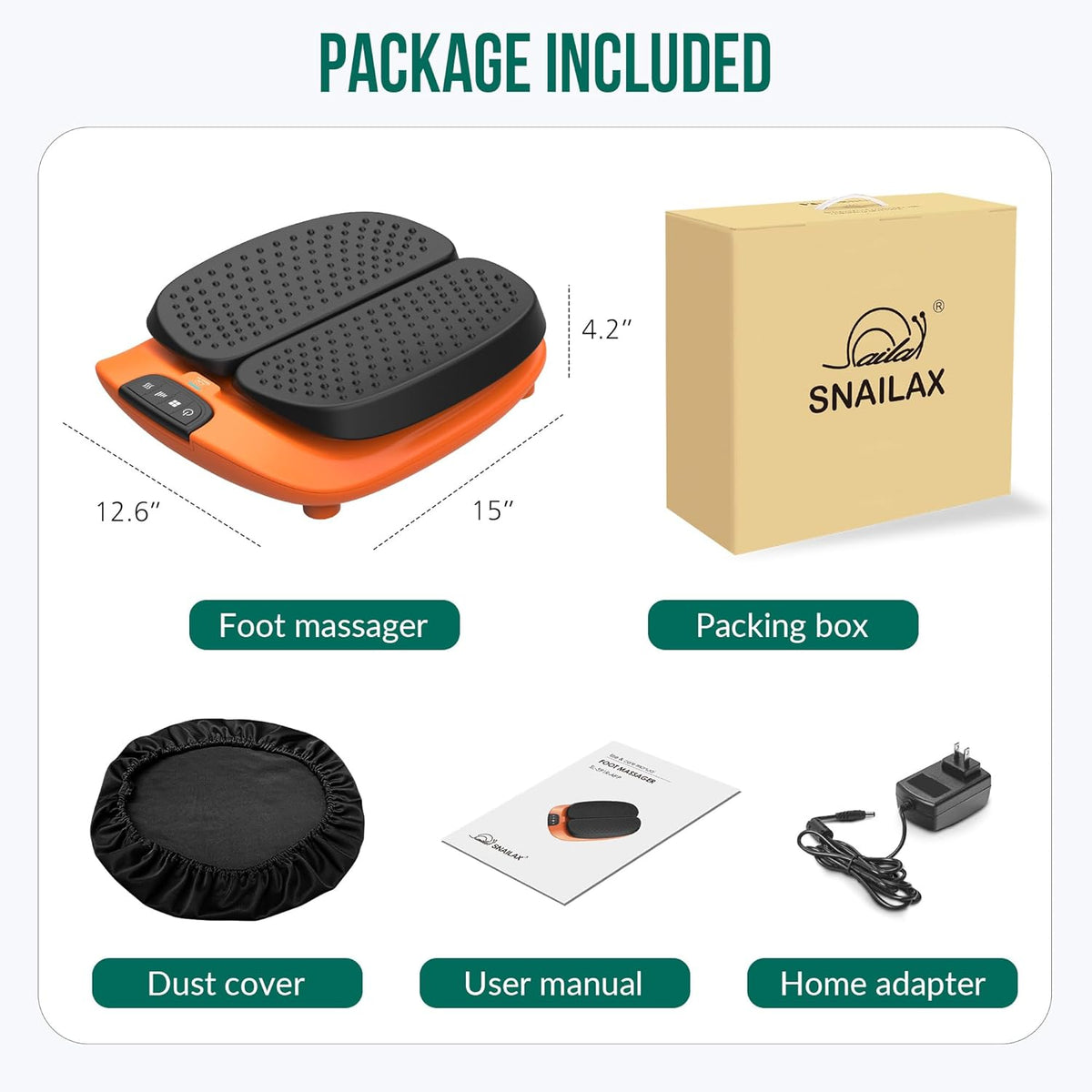 Snailax Vibration Foot Massager with Heat,Remote Control, Electric Foot Legs Back Massager Machine, 3 Levels Vibration Intensity & 3 Massage Modes, Gifts for Women Men - PuriLite