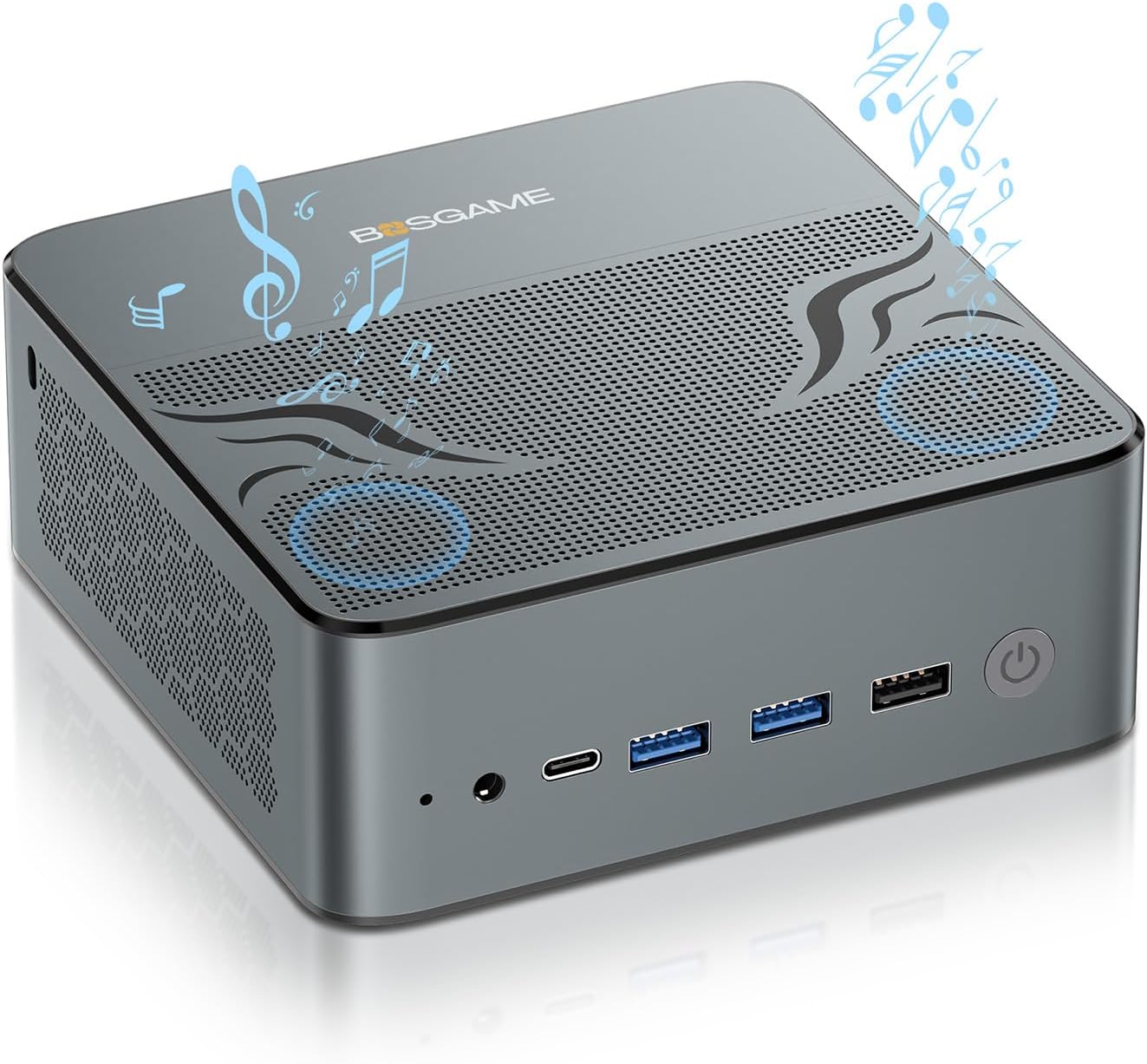 BOSGAME P4 Plus Mini PC Desktop Computers, AMD Ryzen 7 5825U (up to 4.5GHz), 32GB DDR4, 1TB PCIe SSD, Dual LAN 2.5G & Wi-Fi 6E & BT5.2, 4K Triple Display, Compact Silent PC for Gaming, Office, Design