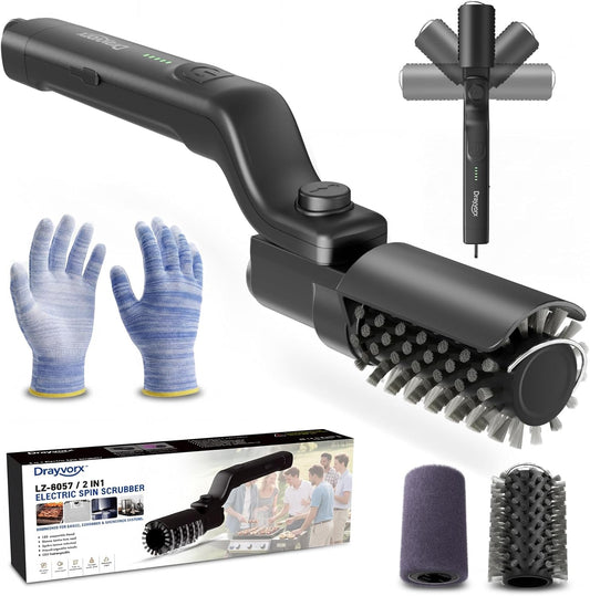 Electric Grill Brush, High Torque Grill Brush with 3-Speed Modes | 20kg Max Torque BBQ Cleaner Safe for Porcelain Cast Iron Stainless Steel, Reinforced Steel Bristles, Type-C Rechargeable