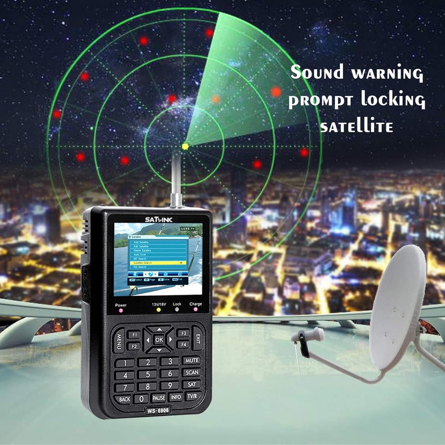 SATLINK WS6906 3.5in LCD Display Data Digital Satellite Signal Meter