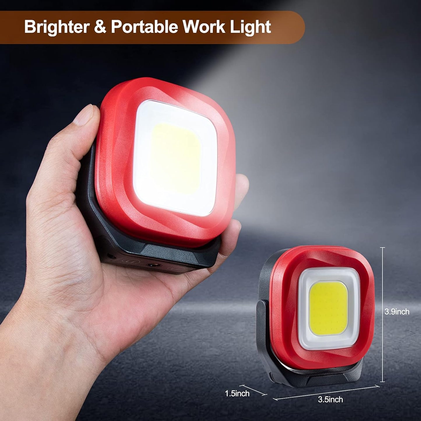 ORHOMELIFE Magnetic Work Light, 42 LEDs 1000 Lumens Rechargeable Portable Magnetic Flashlight Inspection Light for Car Repair, Camping, Emergency & Job Site Lighting (2 PCS)