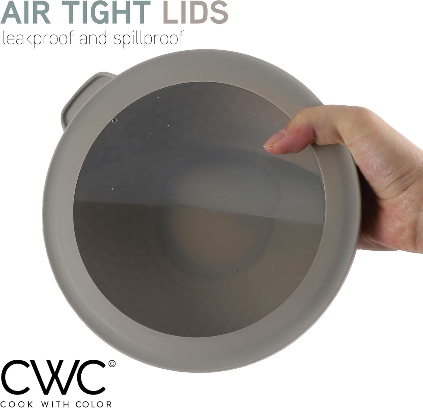 COOK WITH COLOR Mixing Bowls with TPR Lids - 12 Piece Plastic Nesting Bowls Set Includes 6 Prep Bowls and 6 Lids, Microwave Safe Mixing Bowl Set (Mint)