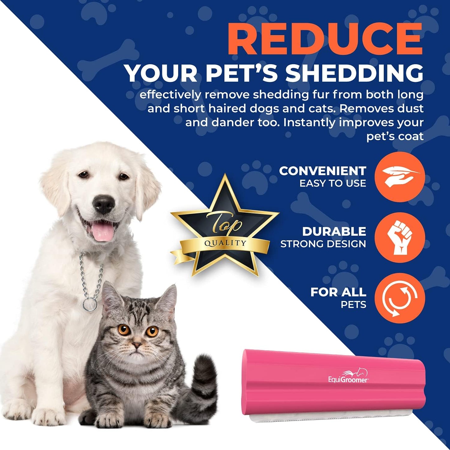 EquiGroomer Deshedding Brush for Dogs and Cats | Undercoat Deshedding Tool for Large and Small Pets | Comb Removes Loose Dirt, Hair and Fur While | Perfect for Short and Long Hair Grooming Shedding