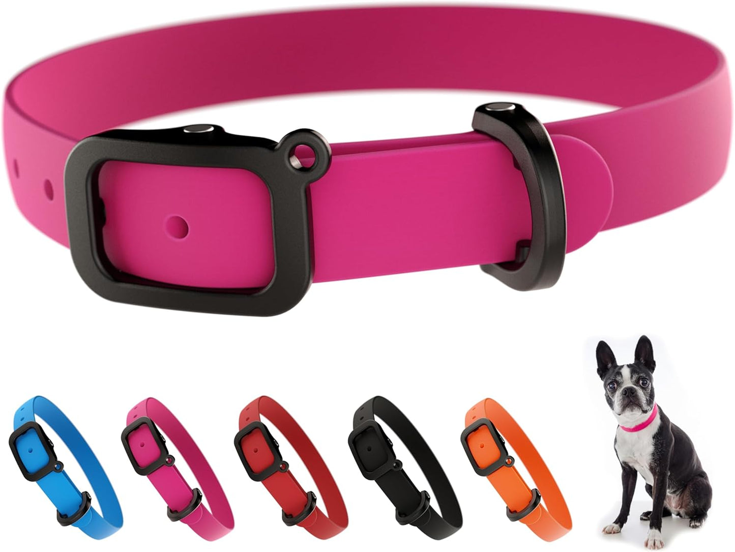 Waterproof Dog Collar - Durable, Comfortable and Adjustable Silicone Dog Collar with Wear Resistant Buckle and ID Tag Ring for Small Dogs by Nuvuq (Black, Small)