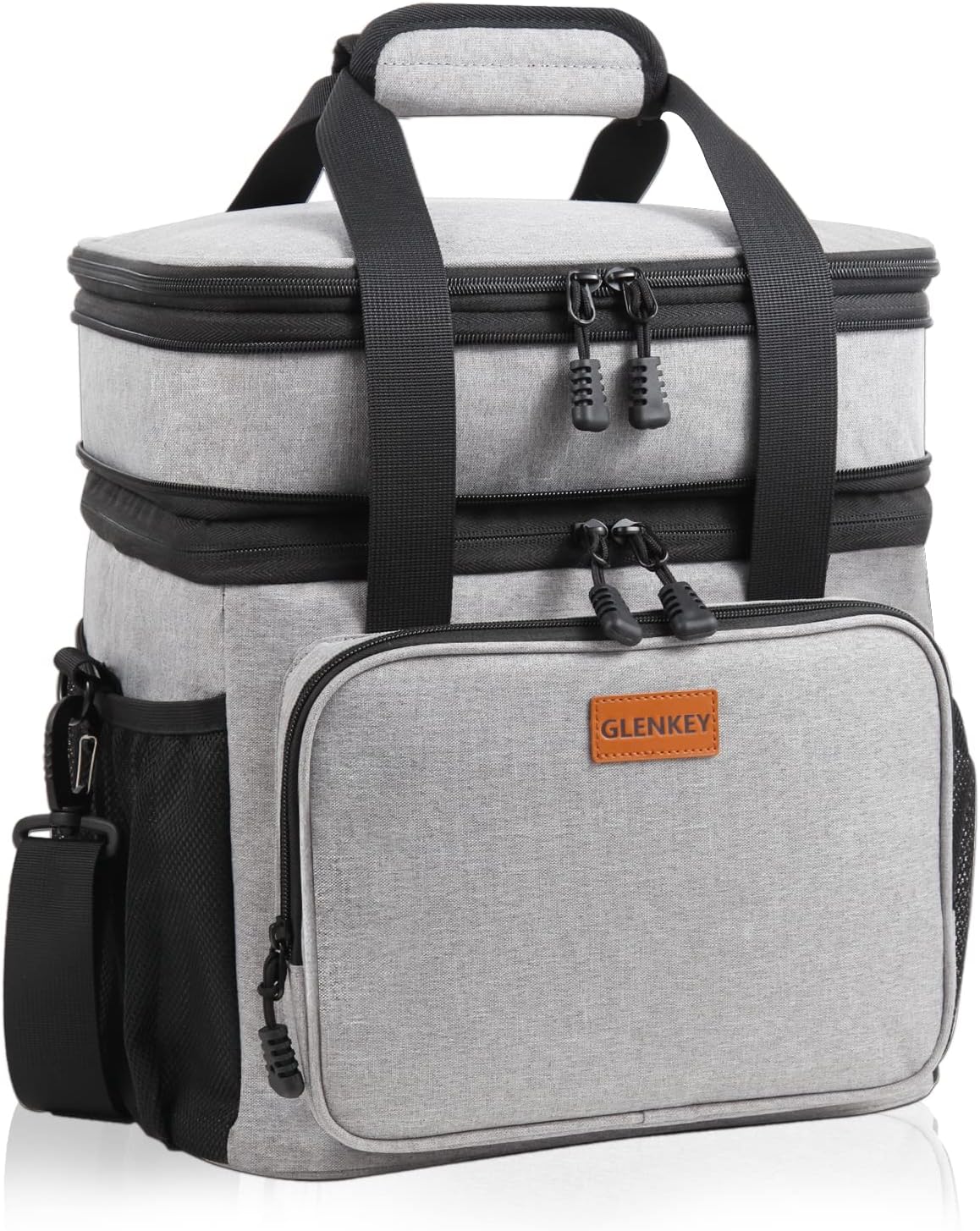 Expandable Large Lunch Bag, Double Deck Insulated Lunch Box Leakproof Durable Soft Cooler Bag for Men Women Adults Work Construction Beach Picnic Daytrip,16L,Black, GLENKEY