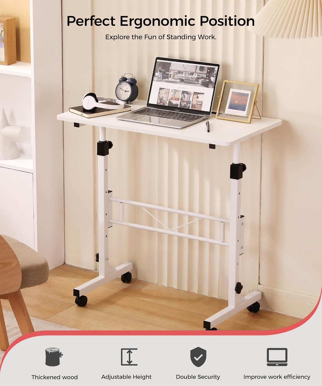 Purilite Select 32-Inch Adjustable Height Mobile Standing Desk