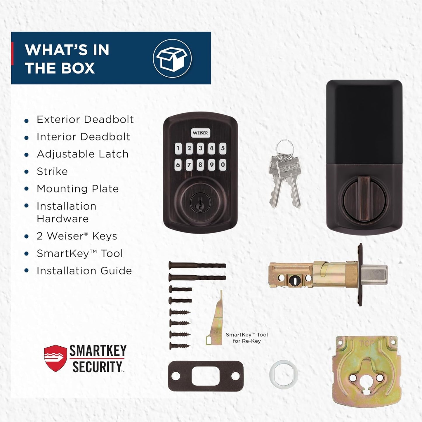 Weiser Powerbolt 3 Matte Black Keyless Entry Door Lock/Deadbolt Lock, 10-Button Keypad Door Lock with Auto Lock and 12-Month Battery Life, Electronic Door Locks for Front Door, Home Décor