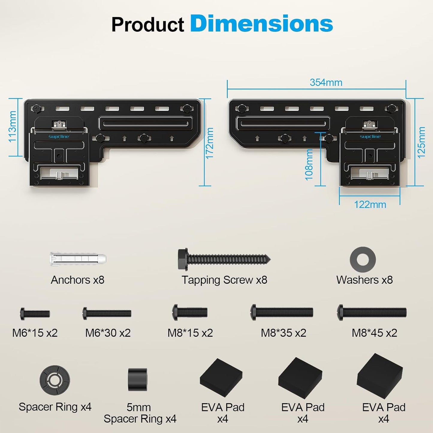 Supcline Ultra Slim TV Wall Mount for 42 to 100 inch Flat TV & Frame TV, Only 0.31” Low Profile Flat to Wall TV Mount, Micro Gap Wall Mount TV Bracket, Hold up to 176 lbs, Blends in Any Interior