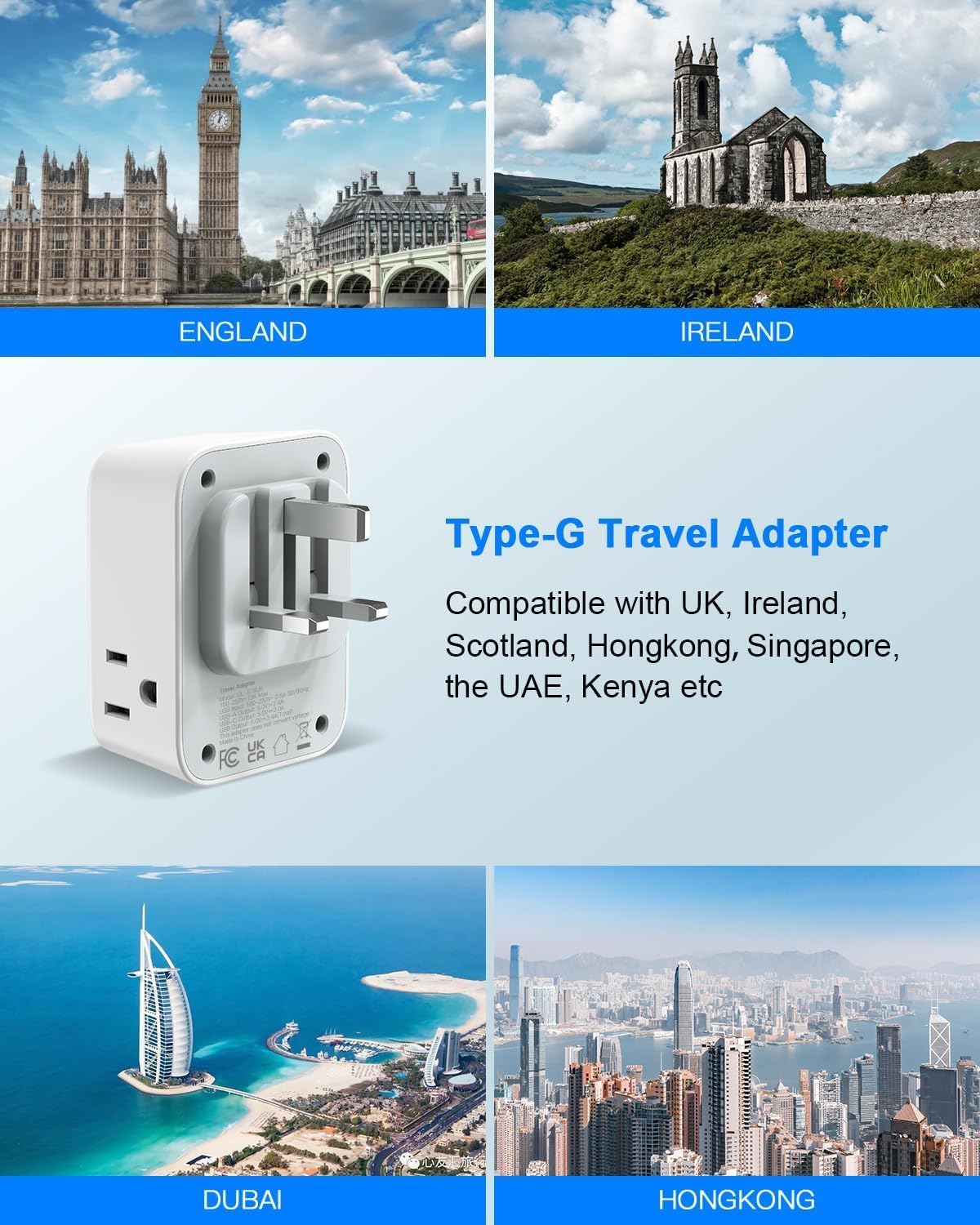 2 Pack European Travel Plug Adapter, VYLEE International Travel Adapter with 2 Outlets 4 USB Ports(2 USB C), 6 in 1 Type C Travel Essentials Charger for US to Most of Europe EU Italy Spain France