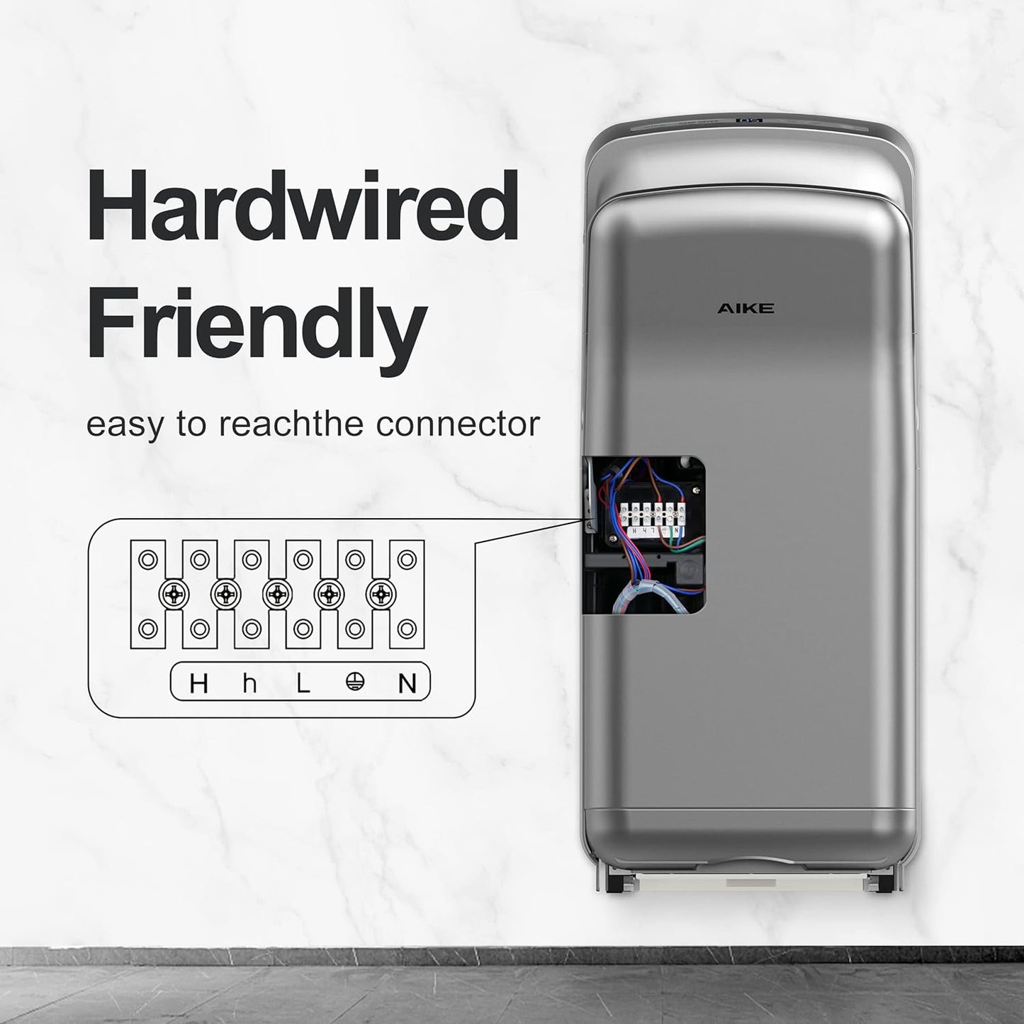 AIKE HEPA Filtered Vertical Hand Dryer Premium, 110-130V Silver Model AK2005H
