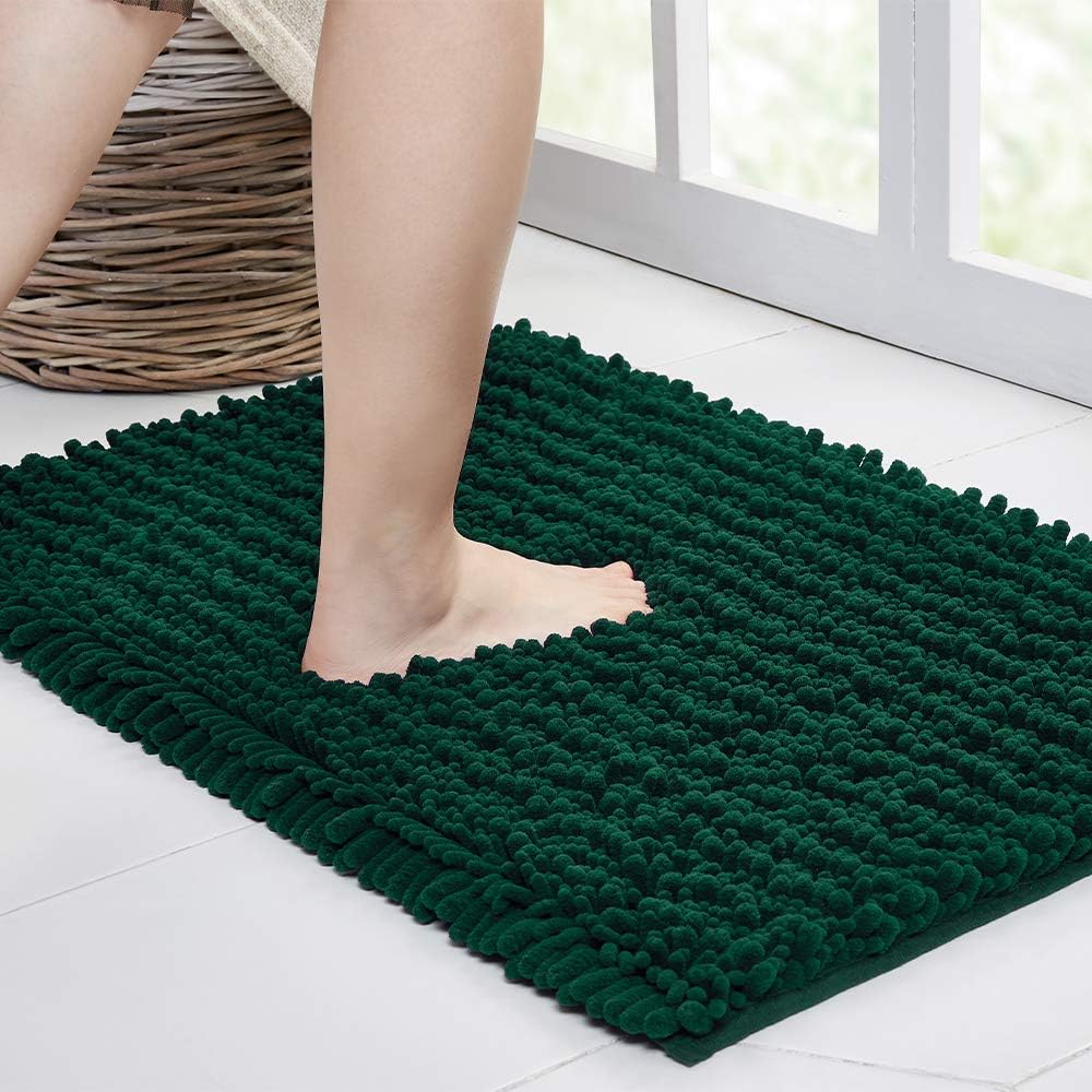 Walensee Bathroom Rug Non Slip Bath Mat (24x17 Inch Blush) Water Absorbent Super Soft Shaggy Chenille Machine Washable Dry Extra Thick Perfect Absorbant Best Small Plush Carpet for Shower Floor