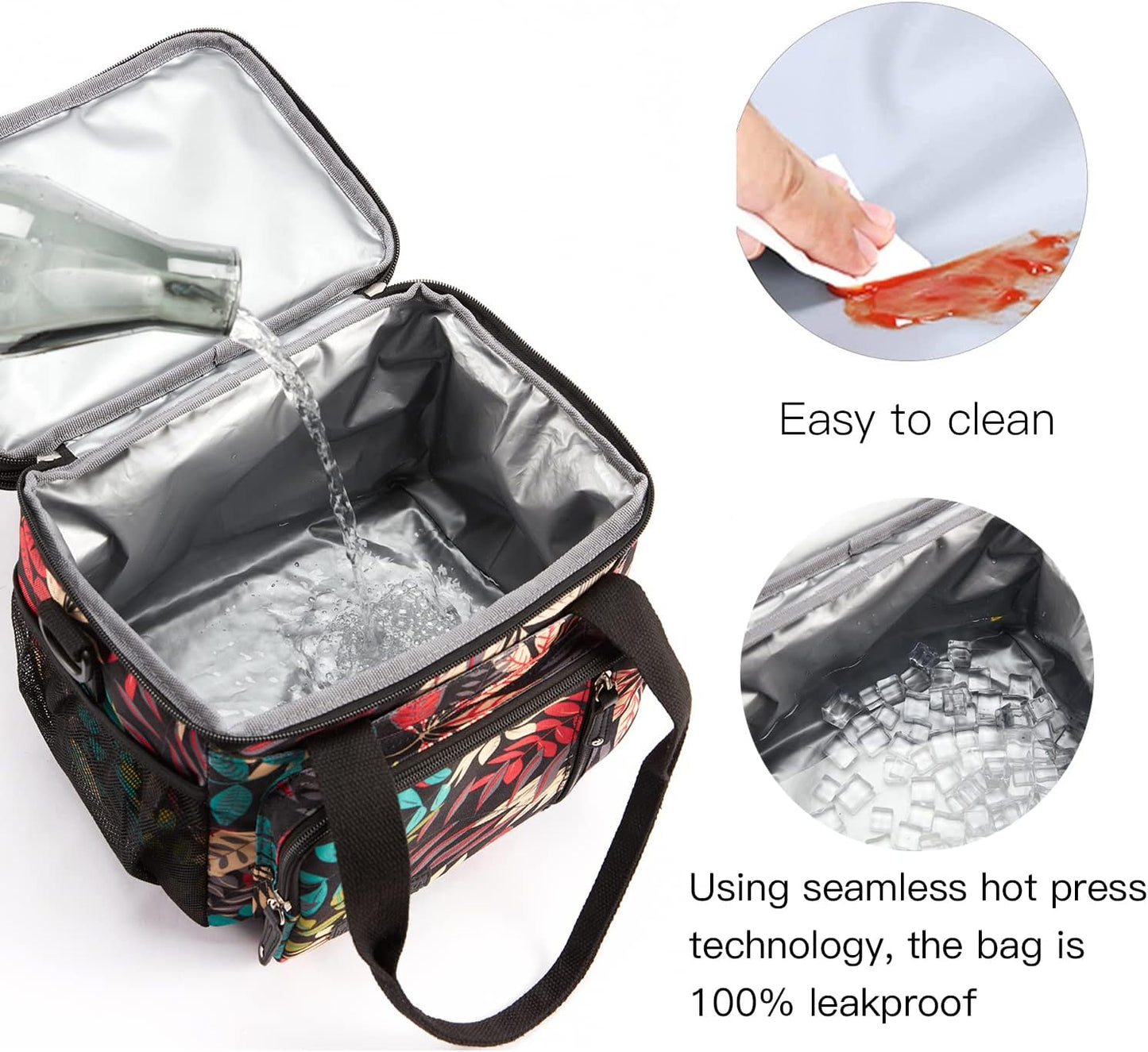 Lunch Bag Women Insulated Lunch Box for Work, Purple Expandable Large Lunch Bags, Leakproof Double Deck Lunch Box Cooler Bag(Purple)