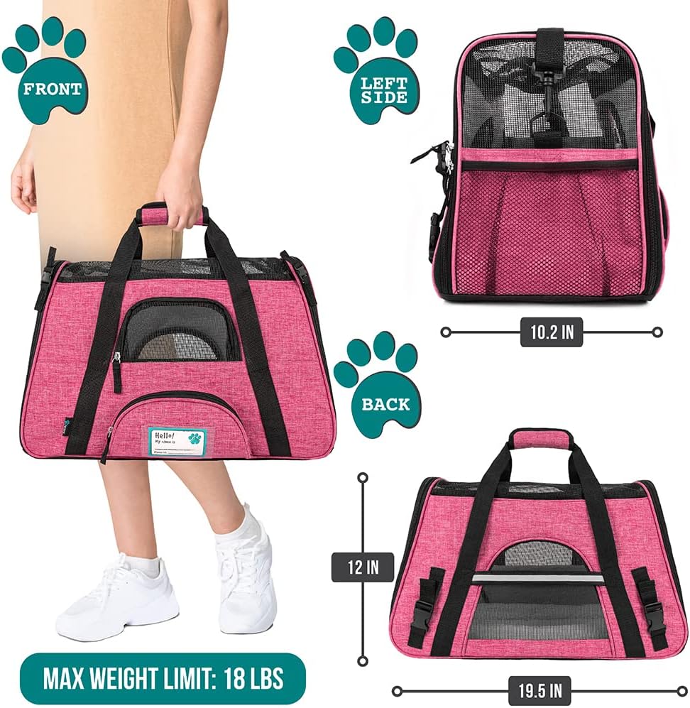 Premium Airline Approved Soft-Sided Pet Travel Carrier by PetAmi | Ventilated, Comfortable Design with Safety Features | Perfect For Plane or Car | Ideal for Small to Medium Sized Cats, Dogs, and Pets